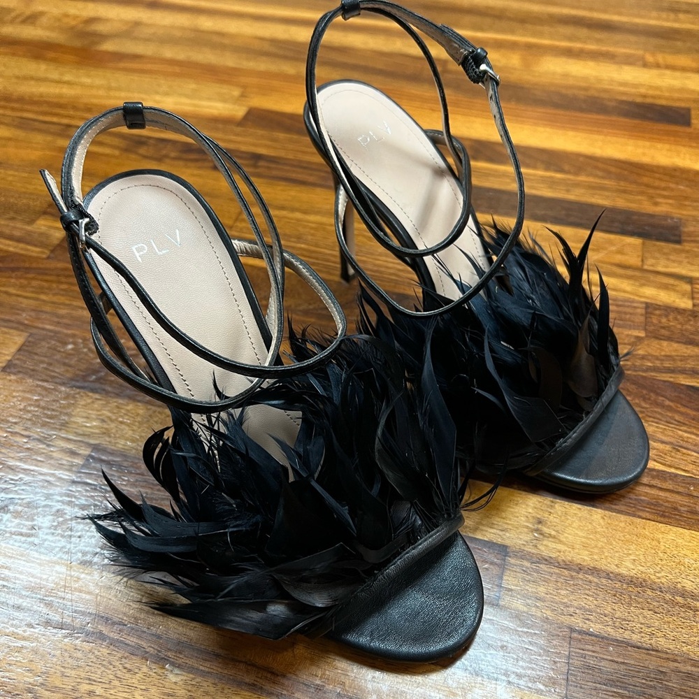 Elegant Black Feathered Heels
